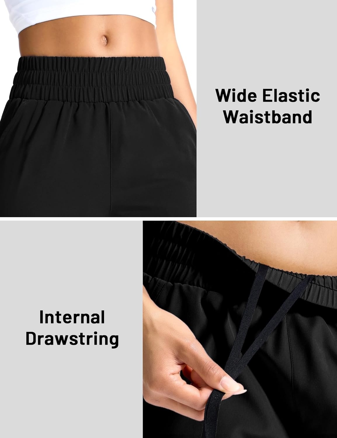 image:imageMIER Running Shorts for Women Quick Dry Mid Waisted Athletic Workout Gym Shorts with Mesh Liner 4 Inch Inseam 3 PocketsBlack