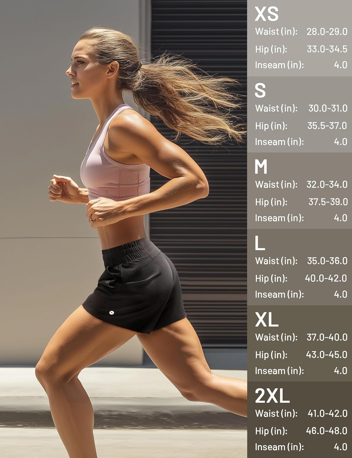 image:imageMIER Running Shorts for Women Quick Dry Mid Waisted Athletic Workout Gym Shorts with Mesh Liner 4 Inch Inseam 3 PocketsBlack