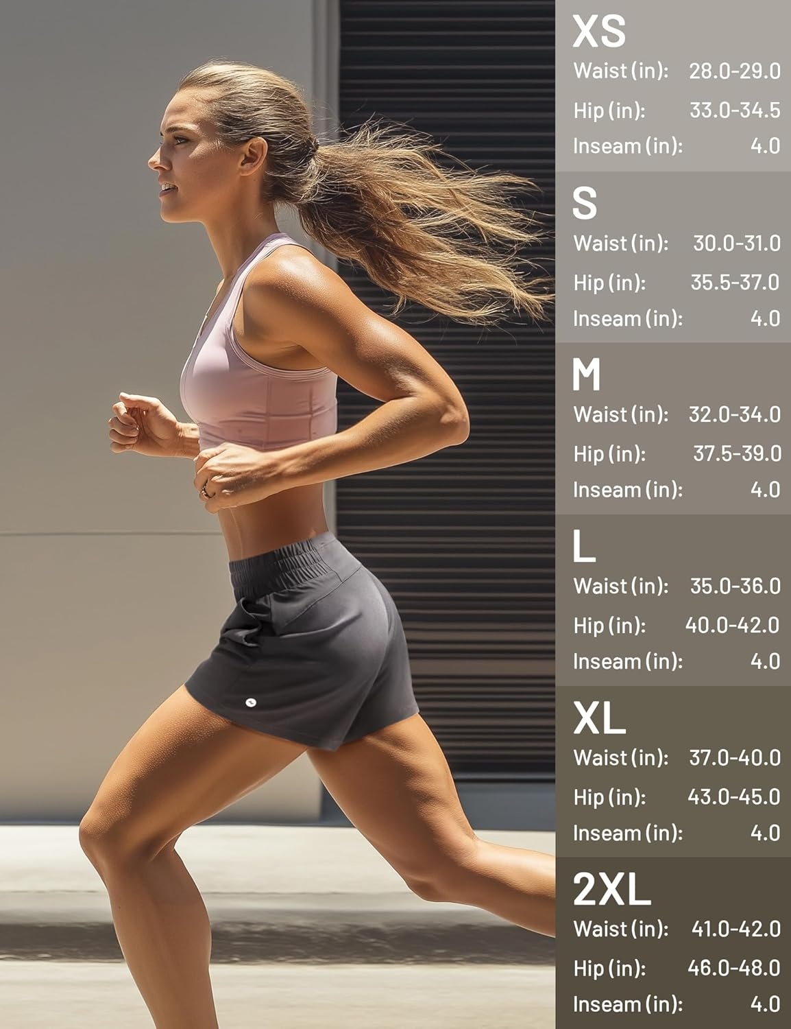 image:imageMIER Running Shorts for Women Quick Dry Mid Waisted Athletic Workout Gym Shorts with Mesh Liner 4 Inch Inseam 3 PocketsDark Grey