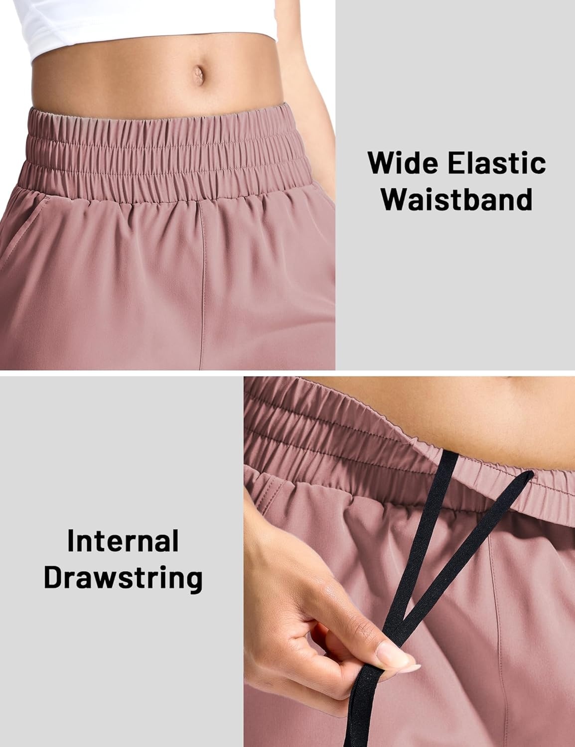 image:imageMIER Running Shorts for Women Quick Dry Mid Waisted Athletic Workout Gym Shorts with Mesh Liner 4 Inch Inseam 3 PocketsDusty Pink