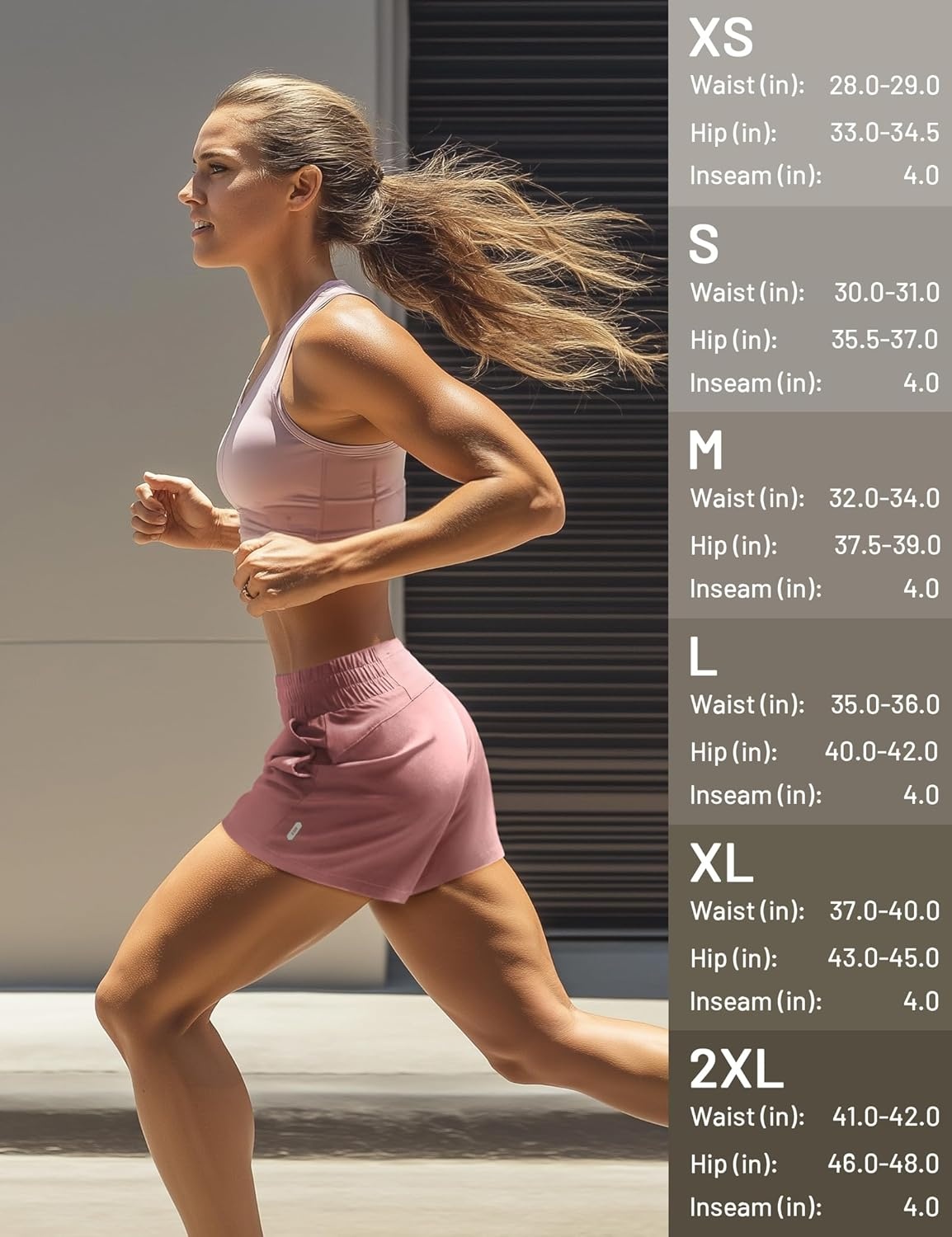 image:imageMIER Running Shorts for Women Quick Dry Mid Waisted Athletic Workout Gym Shorts with Mesh Liner 4 Inch Inseam 3 PocketsDusty Pink