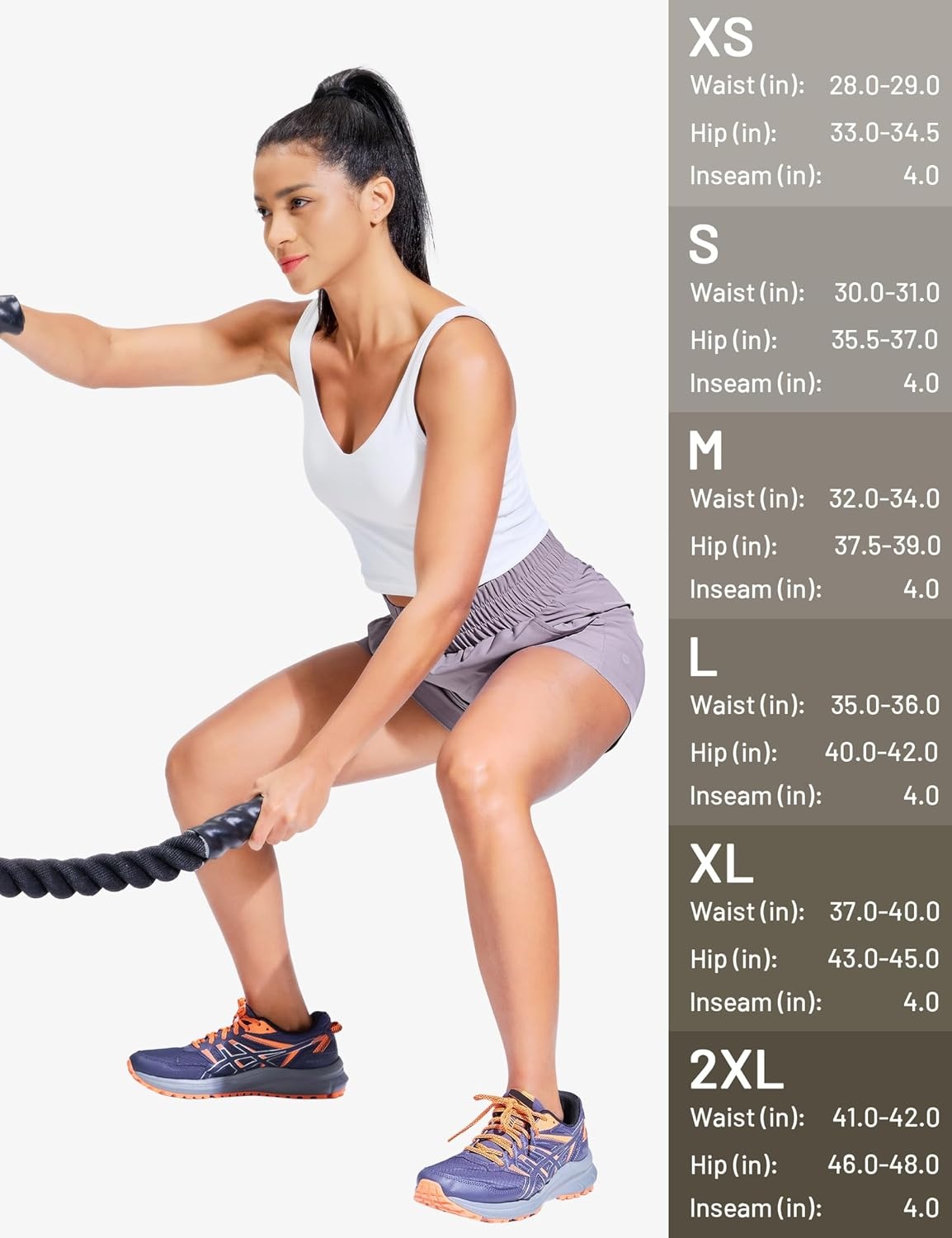 image:imageMIER Running Shorts for Women Quick Dry Mid Waisted Athletic Workout Gym Shorts with Mesh Liner 4 Inch Inseam 3 PocketsLavender Mist