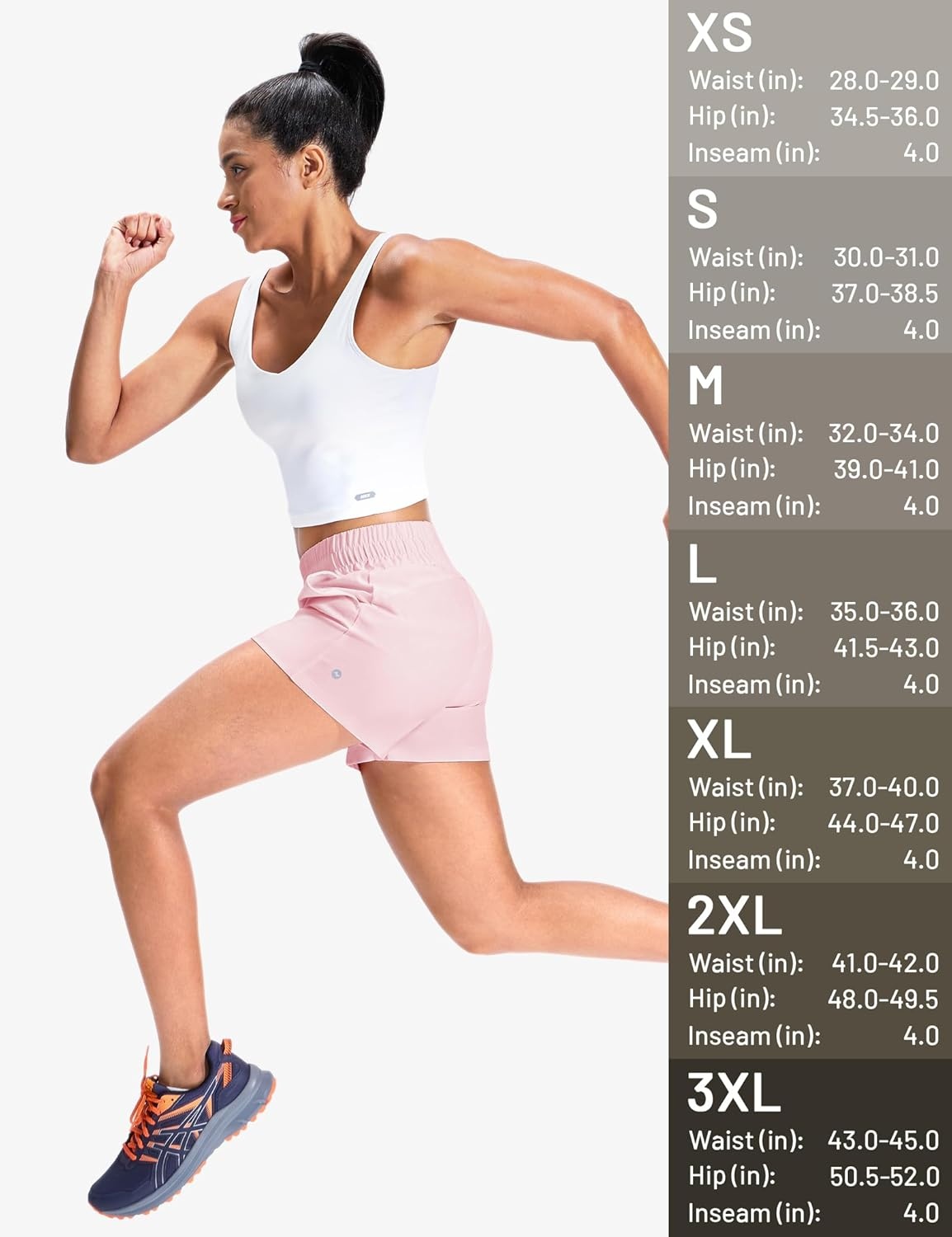 image:imageMIER Running Shorts for Women Quick Dry Mid Waisted Athletic Workout Gym Shorts with Mesh Liner 4 Inch Inseam 3 PocketsLight Pink