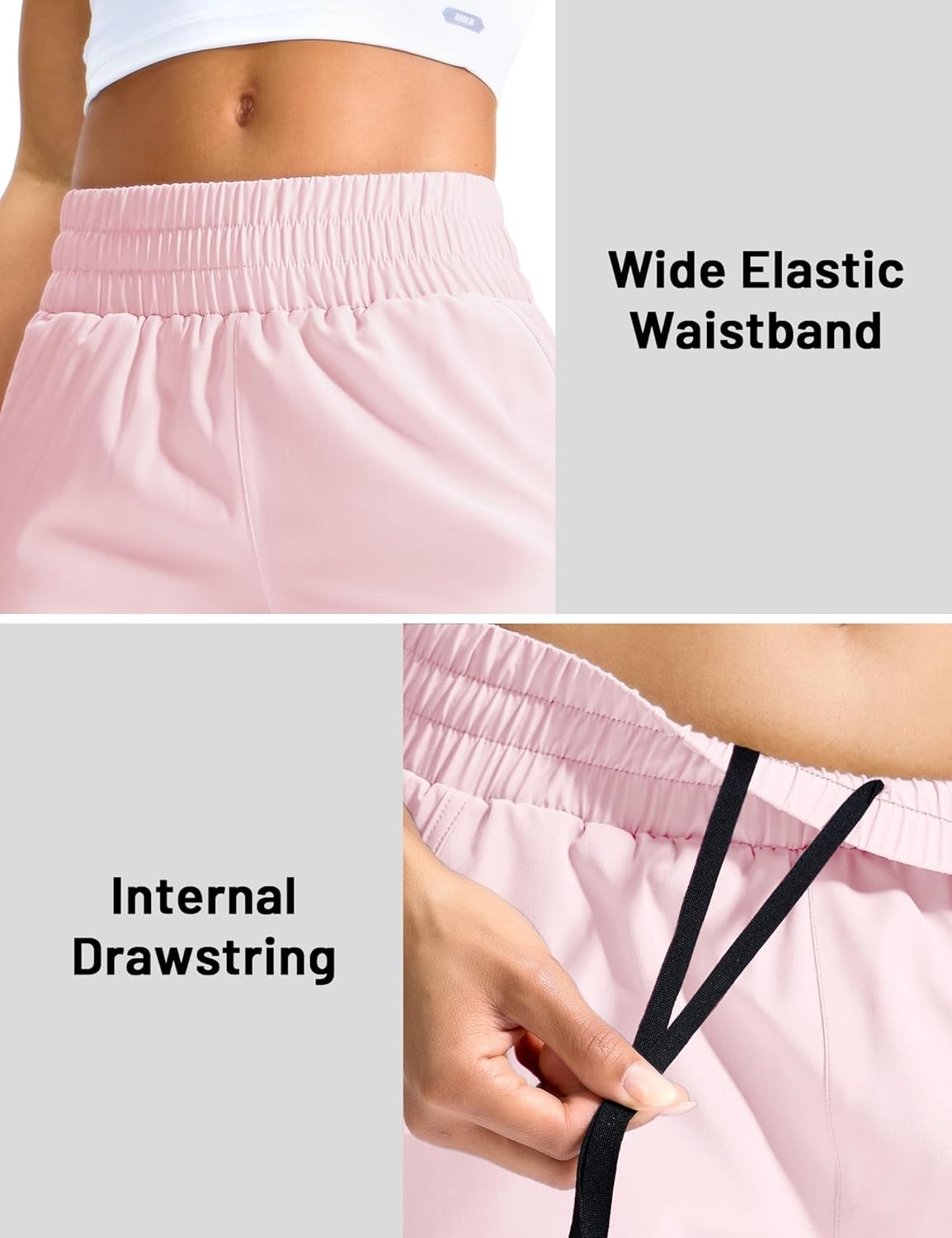 image:imageMIER Running Shorts for Women Quick Dry Mid Waisted Athletic Workout Gym Shorts with Mesh Liner 4 Inch Inseam 3 PocketsLight Pink