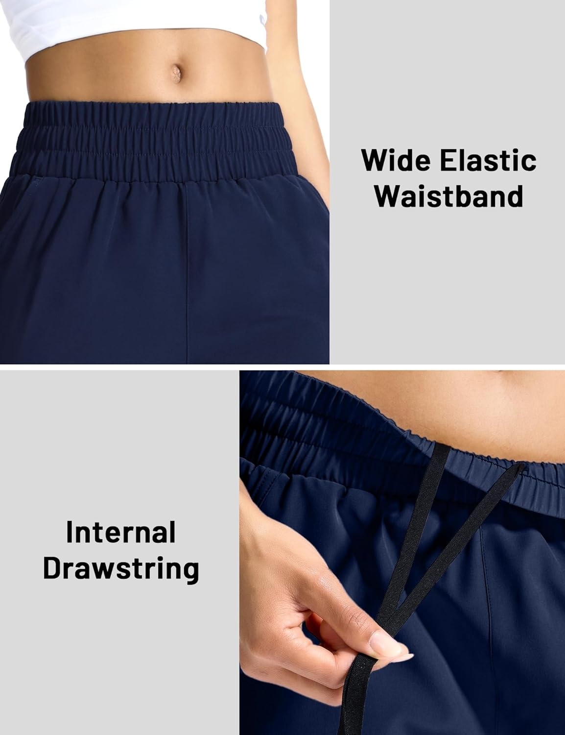 image:imageMIER Running Shorts for Women Quick Dry Mid Waisted Athletic Workout Gym Shorts with Mesh Liner 4 Inch Inseam 3 PocketsNavy