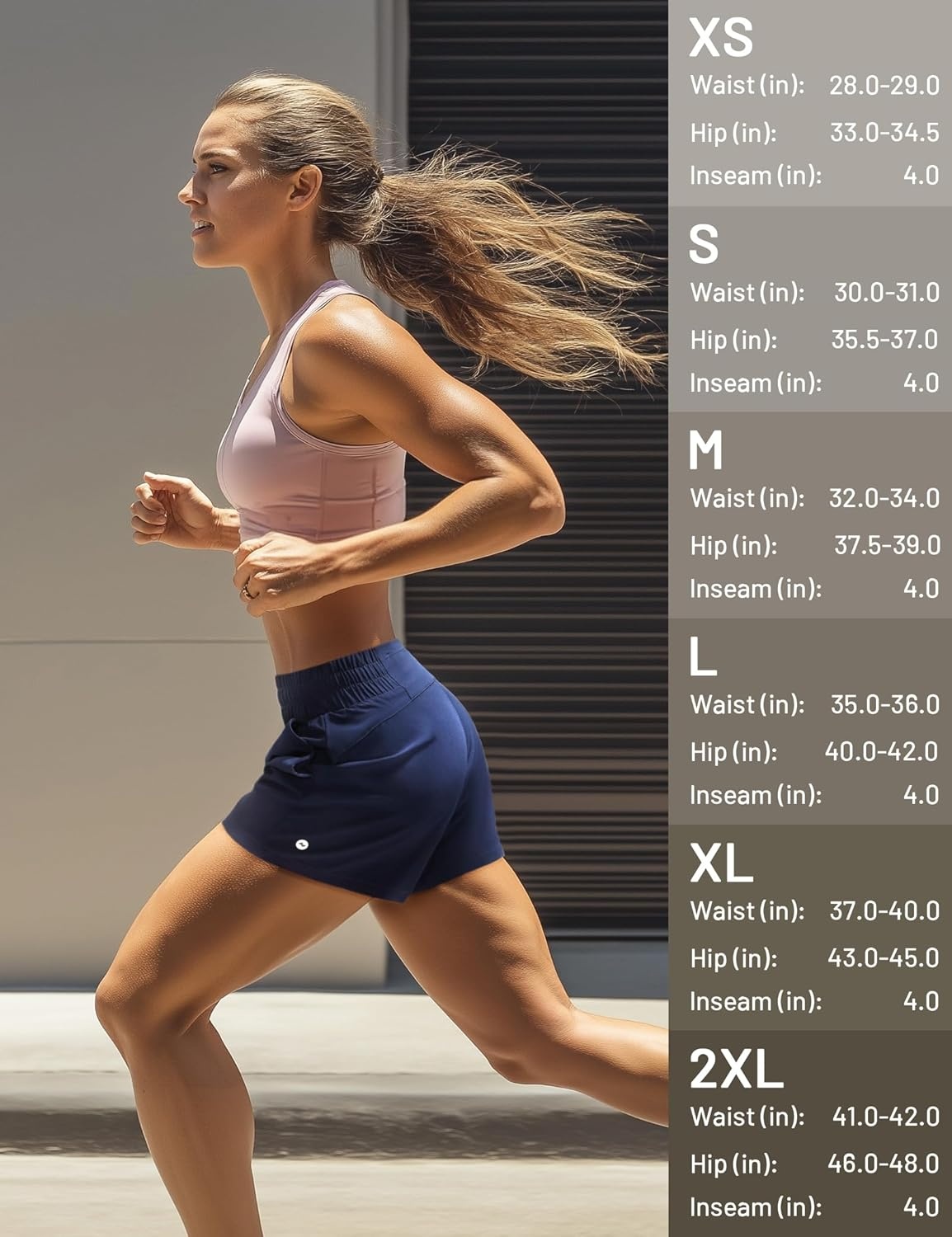 image:imageMIER Running Shorts for Women Quick Dry Mid Waisted Athletic Workout Gym Shorts with Mesh Liner 4 Inch Inseam 3 PocketsNavy