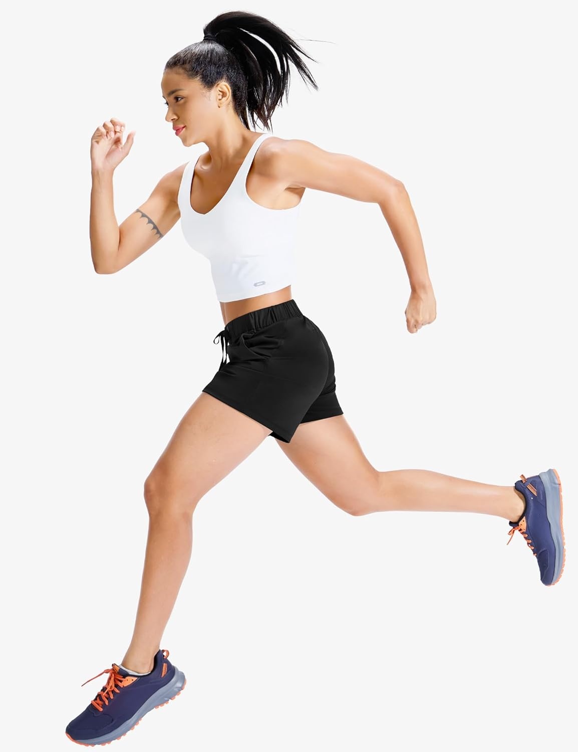 image:imageMIER Running Shorts for Women Quick Dry Soft Stretch Workout Athletic Gym Sports Active Shorts with Pockets 4 Inch InseamBlack