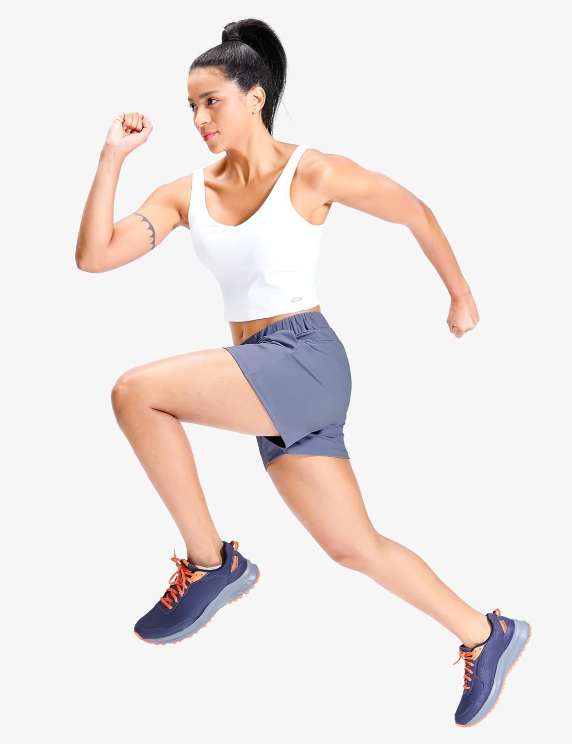 image:imageMIER Running Shorts for Women Quick Dry Soft Stretch Workout Athletic Gym Sports Active Shorts with Pockets 4 Inch InseamClassic Blue