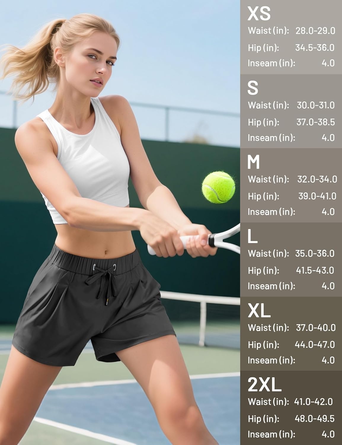 image:imageMIER Running Shorts for Women Quick Dry Soft Stretch Workout Athletic Gym Sports Active Shorts with Pockets 4 Inch InseamDark Grey