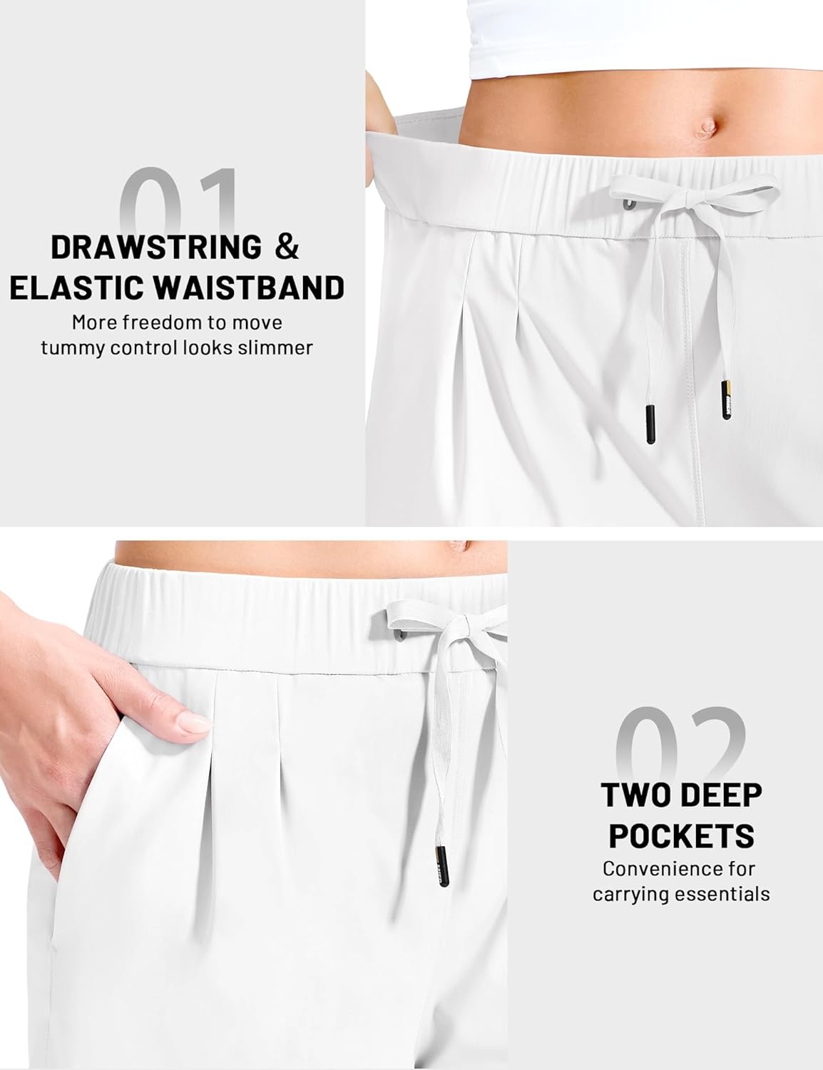 image:imageMIER Running Shorts for Women Quick Dry Soft Stretch Workout Athletic Gym Sports Active Shorts with Pockets 4 Inch InseamWhite