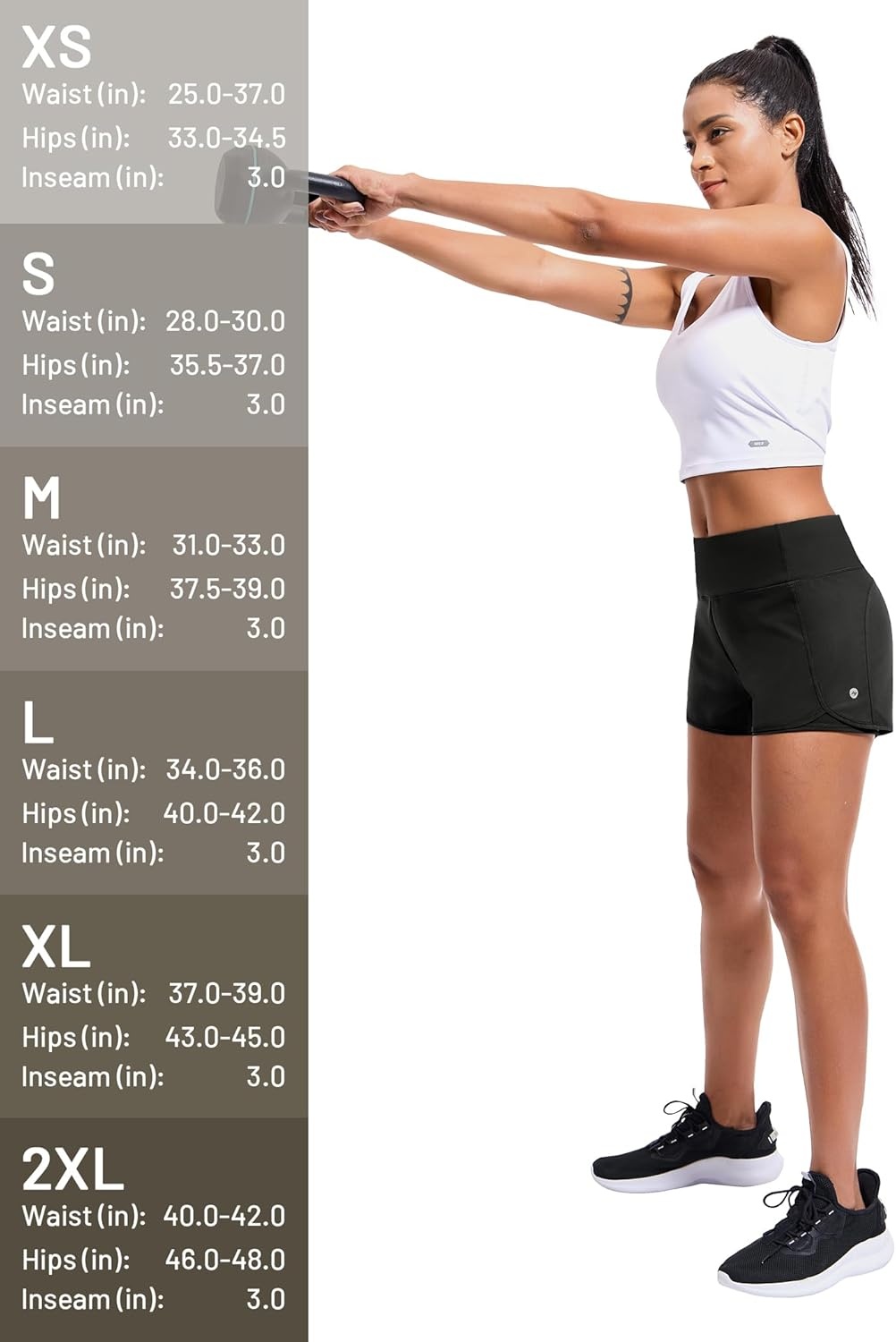 image:imageMIER Womens 2 in 1 Running Shorts Athletic High Waisted Workout Tennis Gym Shorts with Liner Zipper Pocket 3Black