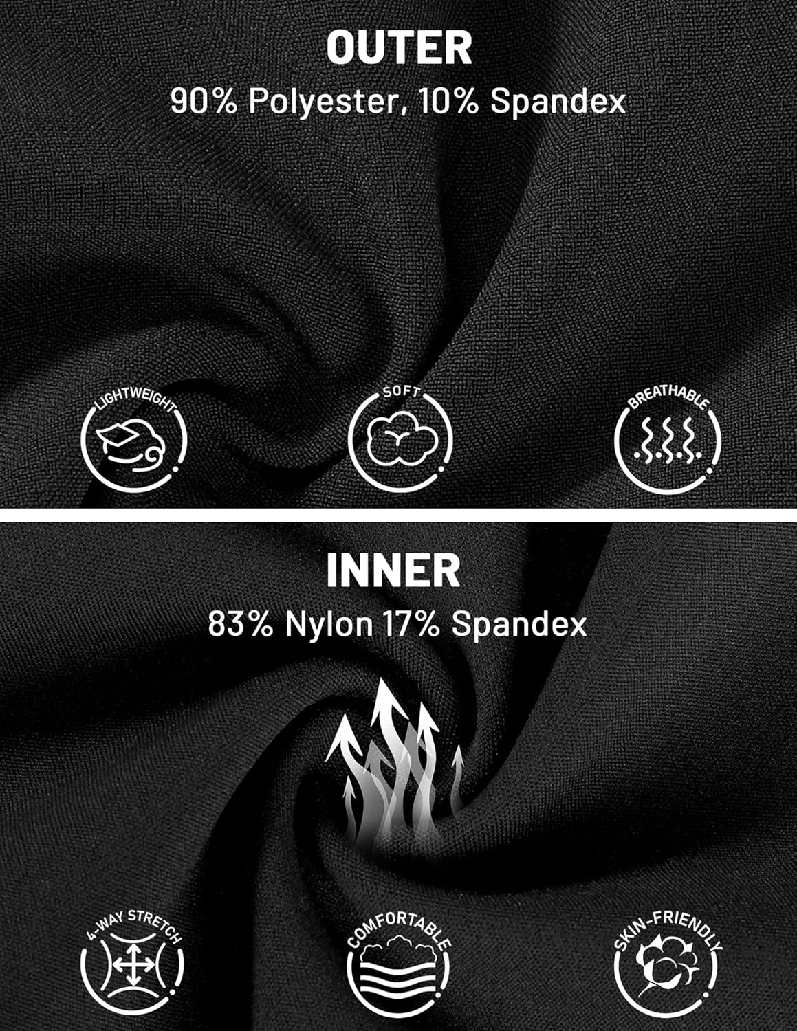 image:imageMIER Womens 2 in 1 Running Shorts Athletic High Waisted Workout Tennis Gym Shorts with Liner Zipper Pocket 3Black