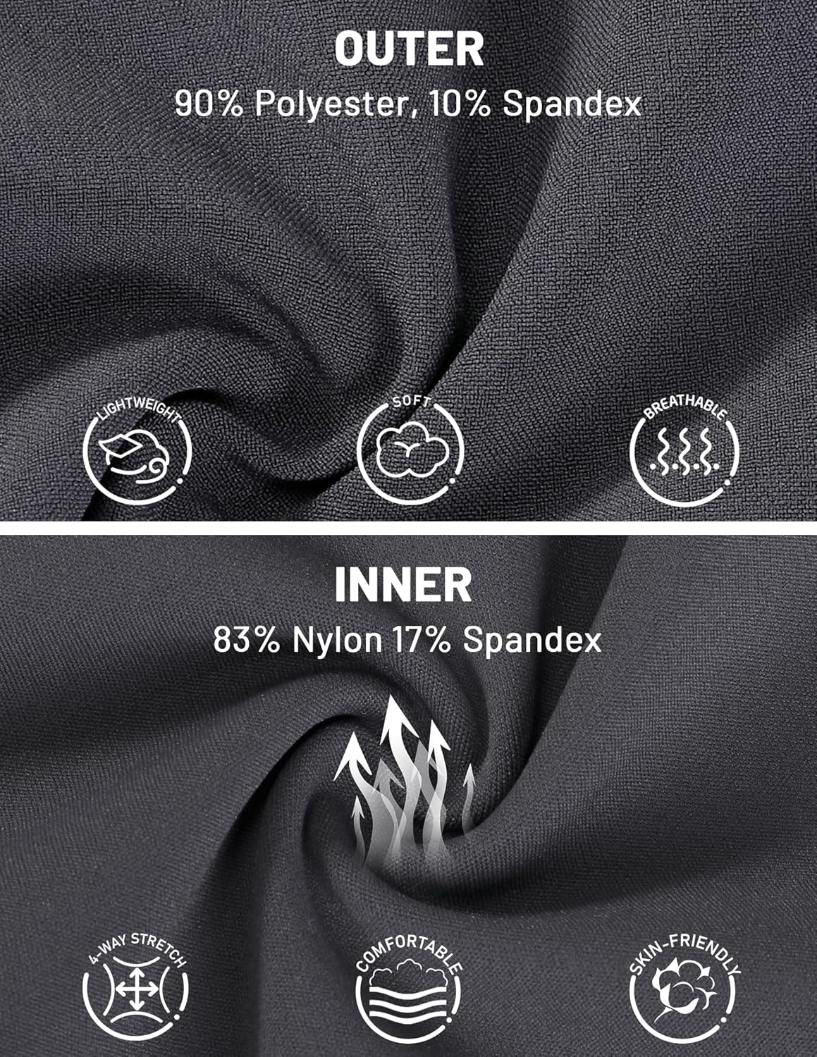 image:imageMIER Womens 2 in 1 Running Shorts Athletic High Waisted Workout Tennis Gym Shorts with Liner Zipper Pocket 3Dark Grey