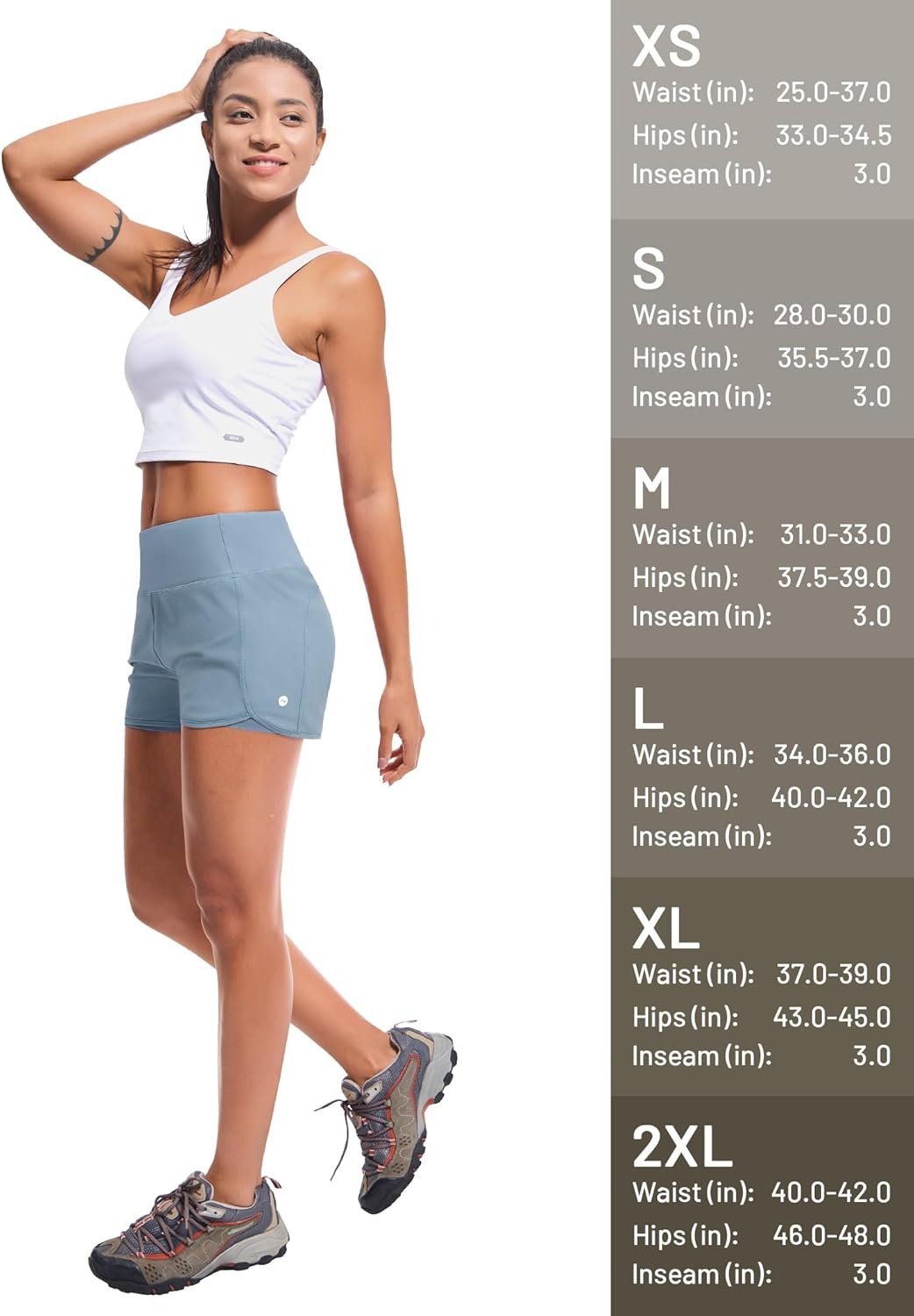 image:imageMIER Womens 2 in 1 Running Shorts Athletic High Waisted Workout Tennis Gym Shorts with Liner Zipper Pocket 3Dusty Blue