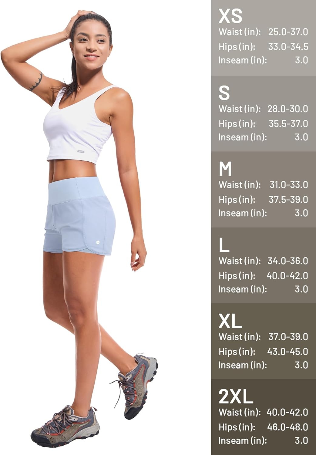 image:imageMIER Womens 2 in 1 Running Shorts Athletic High Waisted Workout Tennis Gym Shorts with Liner Zipper Pocket 3Light Blue