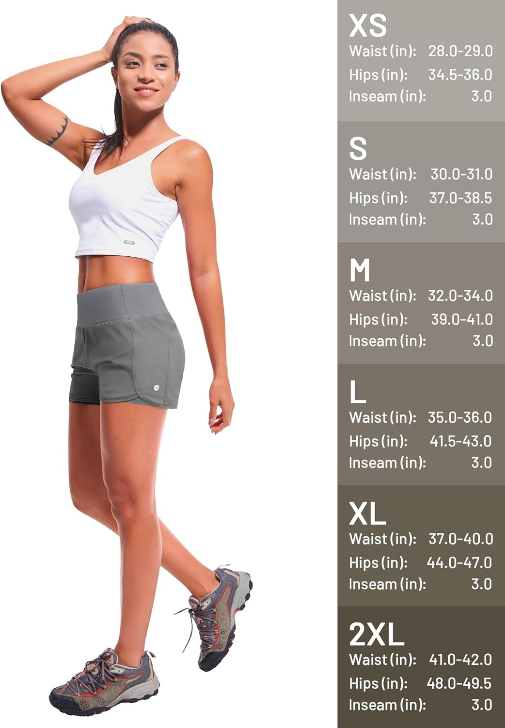 image:imageMIER Womens 2 in 1 Running Shorts Athletic High Waisted Workout Tennis Gym Shorts with Liner Zipper Pocket 3Light Grey