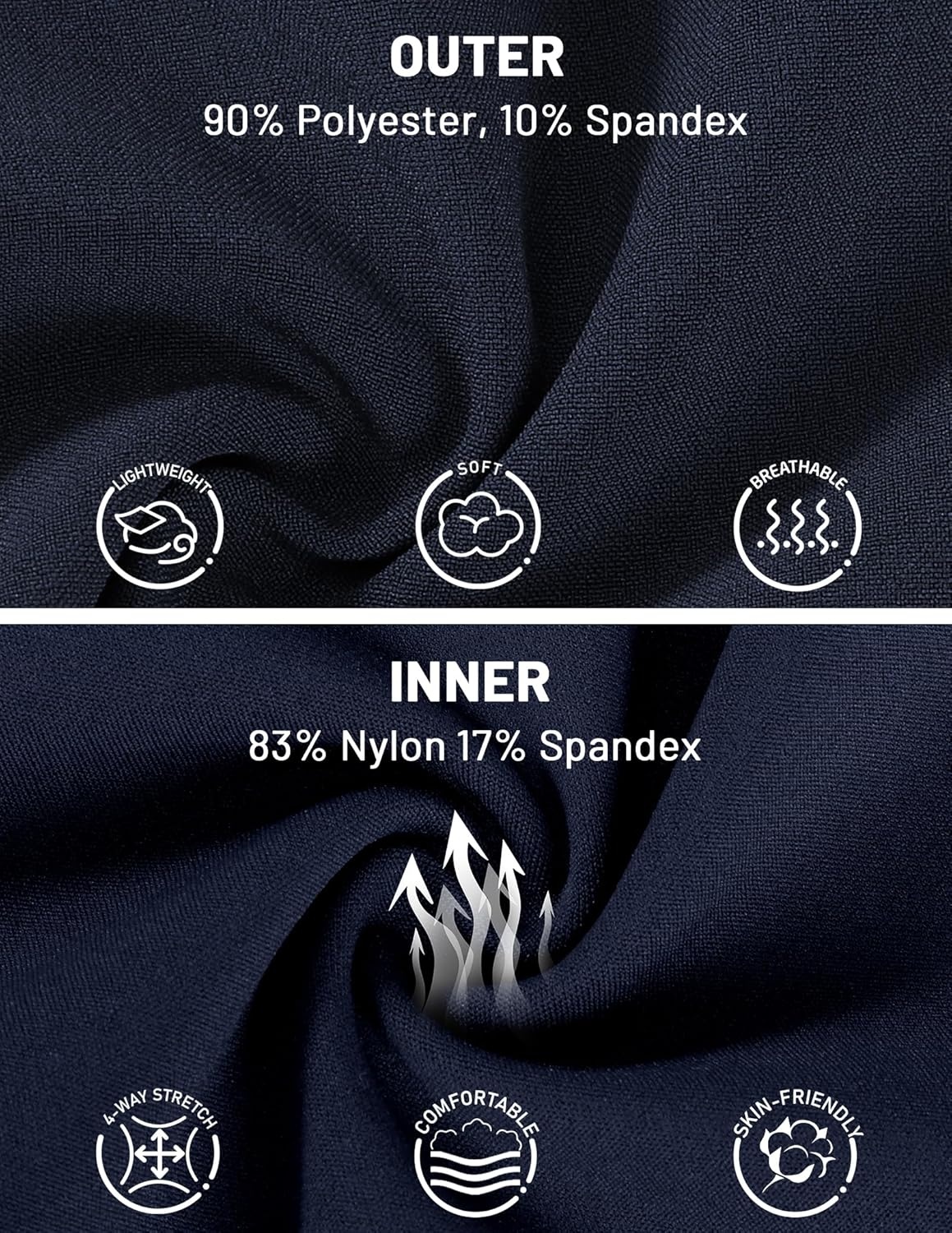image:imageMIER Womens 2 in 1 Running Shorts Athletic High Waisted Workout Tennis Gym Shorts with Liner Zipper Pocket 3Navy Blue