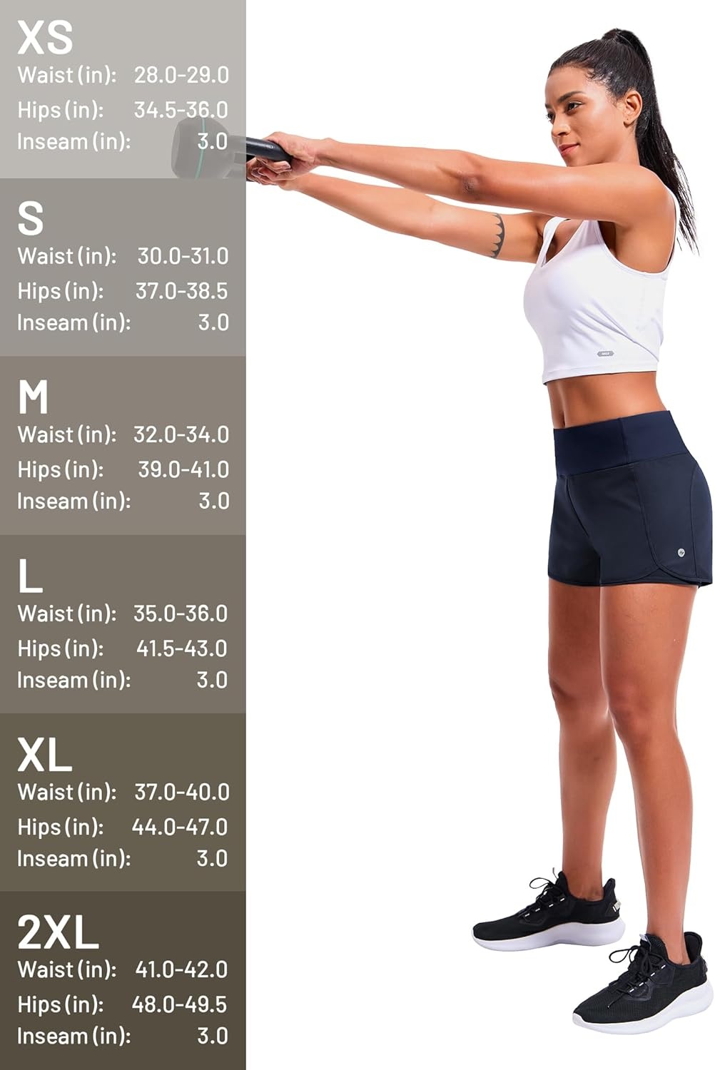 image:imageMIER Womens 2 in 1 Running Shorts Athletic High Waisted Workout Tennis Gym Shorts with Liner Zipper Pocket 3Navy Blue