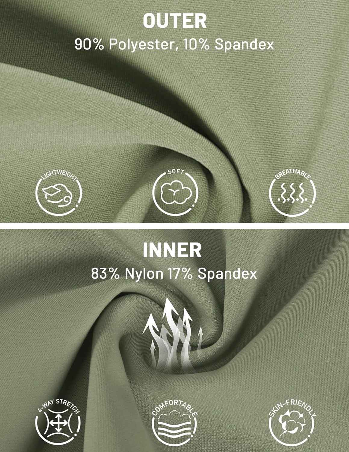 image:imageMIER Womens 2 in 1 Running Shorts Athletic High Waisted Workout Tennis Gym Shorts with Liner Zipper Pocket 3Sage Green