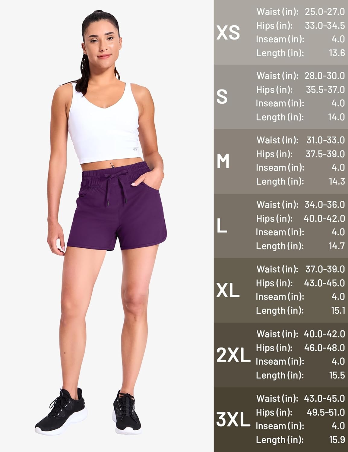 image:imageMIER Womens Running Shorts Quick Dry Athletic Workout High Waisted Active Shorts with Liner Zipper Pocket 4 InchDark Purple