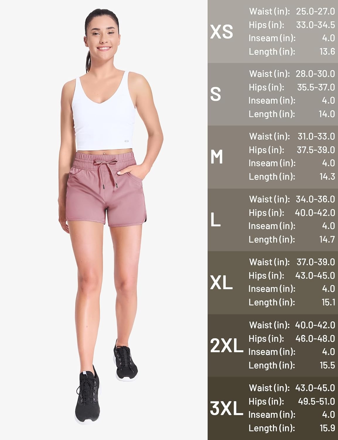image:imageMIER Womens Running Shorts Quick Dry Athletic Workout High Waisted Active Shorts with Liner Zipper Pocket 4 InchDusty Pink