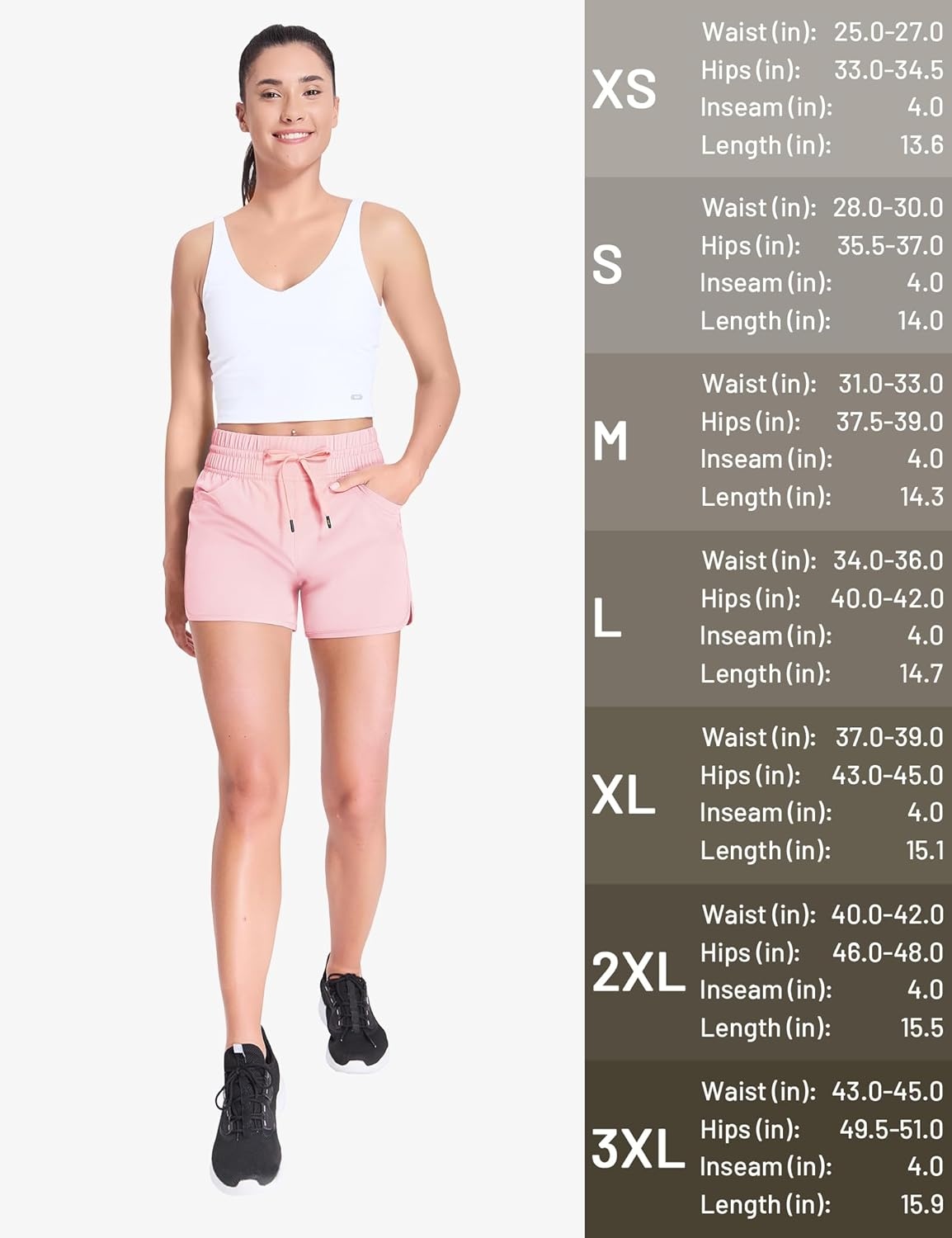 image:imageMIER Womens Running Shorts Quick Dry Athletic Workout High Waisted Active Shorts with Liner Zipper Pocket 4 InchLight Pink
