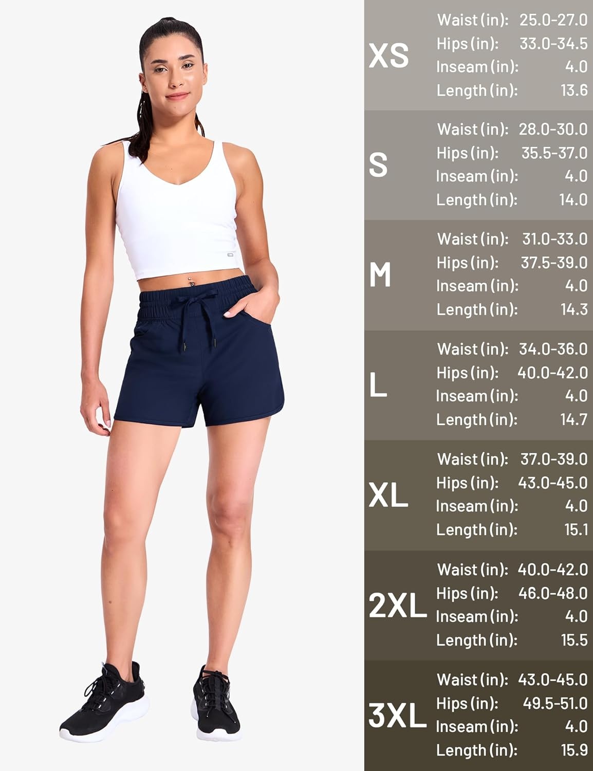 image:imageMIER Womens Running Shorts Quick Dry Athletic Workout High Waisted Active Shorts with Liner Zipper Pocket 4 InchNavy