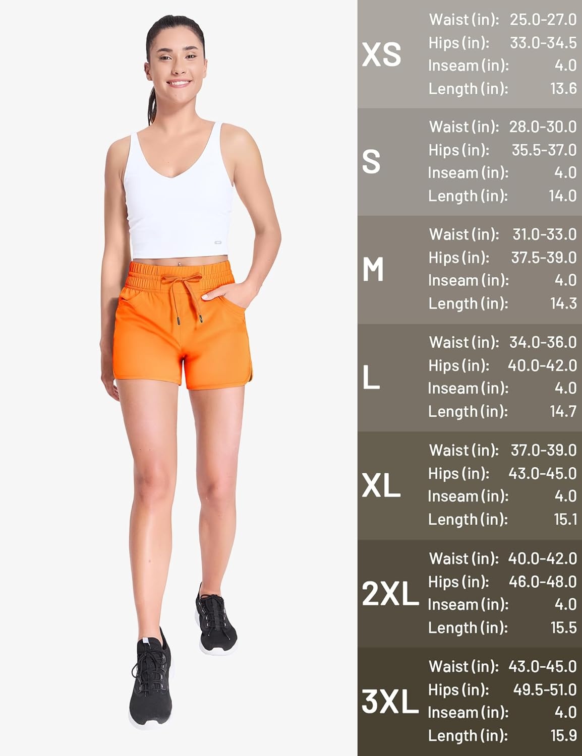 image:imageMIER Womens Running Shorts Quick Dry Athletic Workout High Waisted Active Shorts with Liner Zipper Pocket 4 InchOrange