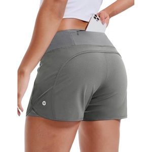 image:imageMIER Womens 2 in 1 Running Shorts Athletic High Waisted Workout Tennis Gym Shorts with Liner Zipper Pocket 3Light Grey