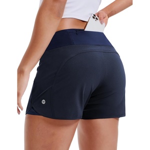 image:imageMIER Womens 2 in 1 Running Shorts Athletic High Waisted Workout Tennis Gym Shorts with Liner Zipper Pocket 3Navy Blue