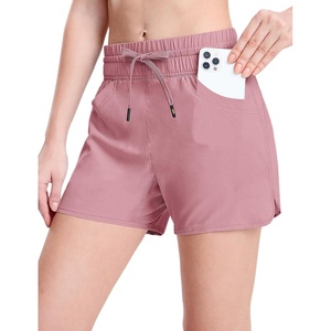 image:imageMIER Womens Running Shorts Quick Dry Athletic Workout High Waisted Active Shorts with Liner Zipper Pocket 4 InchDusty Pink