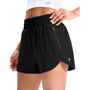 image:imageMIER Womens Running Shorts with Zipper Pockets MidWaisted Quick Dry Athletic Workout Sport Short with Mesh Liner 3Black