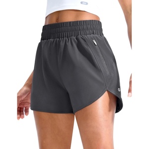 image:imageMIER Womens Running Shorts with Zipper Pockets MidWaisted Quick Dry Athletic Workout Sport Short with Mesh Liner 3Dark Grey