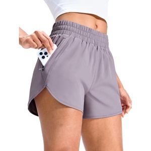 image:imageMIER Womens Running Shorts with Zipper Pockets MidWaisted Quick Dry Athletic Workout Sport Short with Mesh Liner 3Lavender Mist