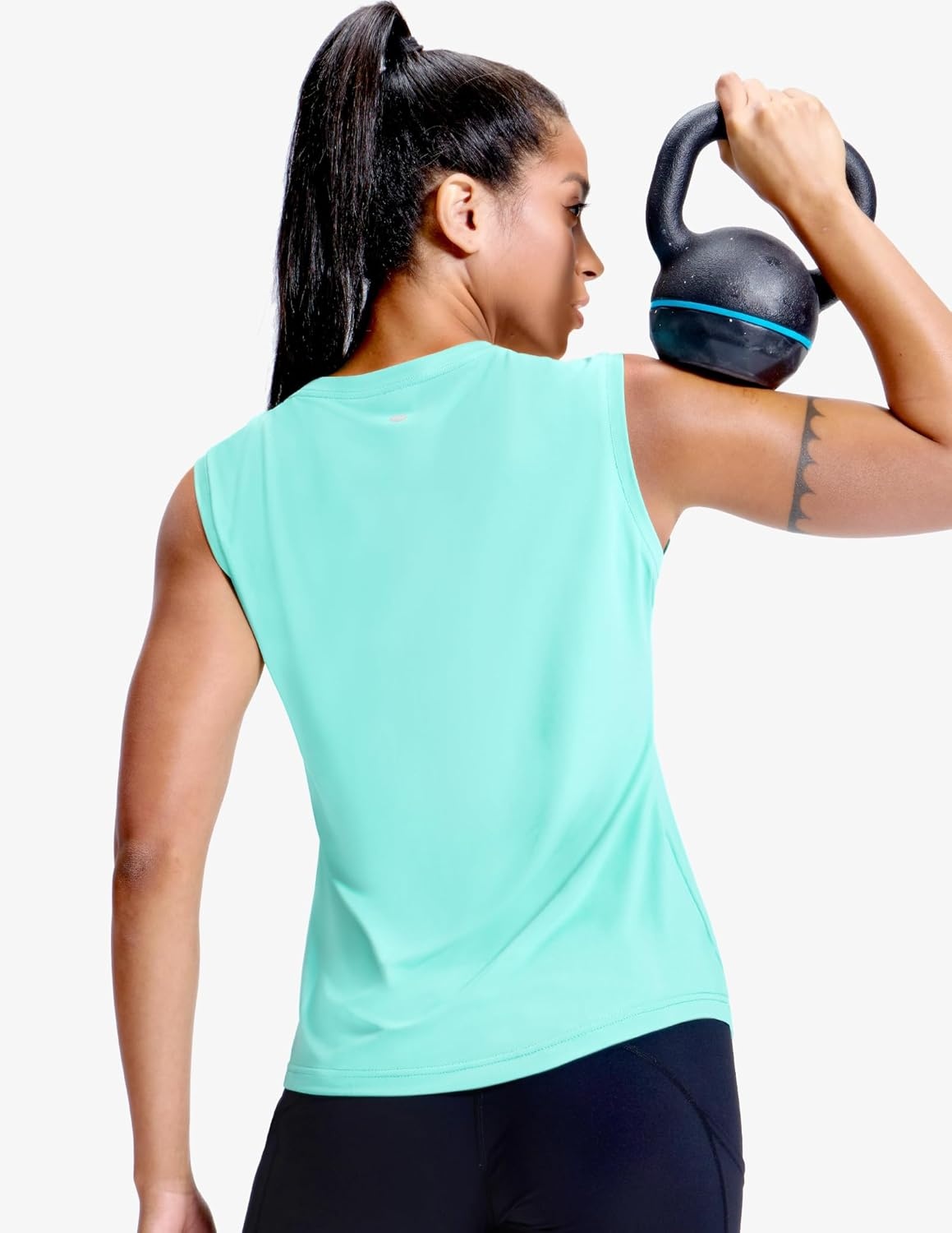 image:imageMIER Sleeveless Athletic Tops for Women Dry Fit Running Workout Tank Top Crew Neck UPF 50 Active Tennis Gym Yoga Tee ShirtsAqua