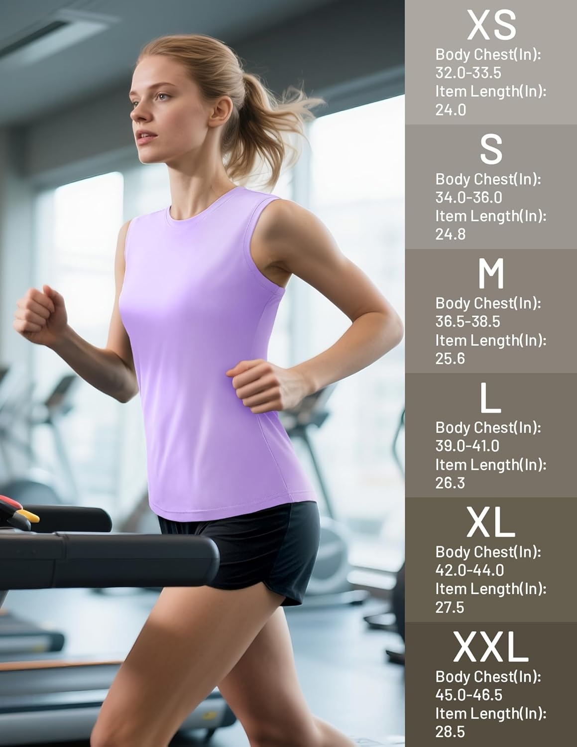 image:imageMIER Sleeveless Athletic Tops for Women Dry Fit Running Workout Tank Top Crew Neck UPF 50 Active Tennis Gym Yoga Tee ShirtsLavender