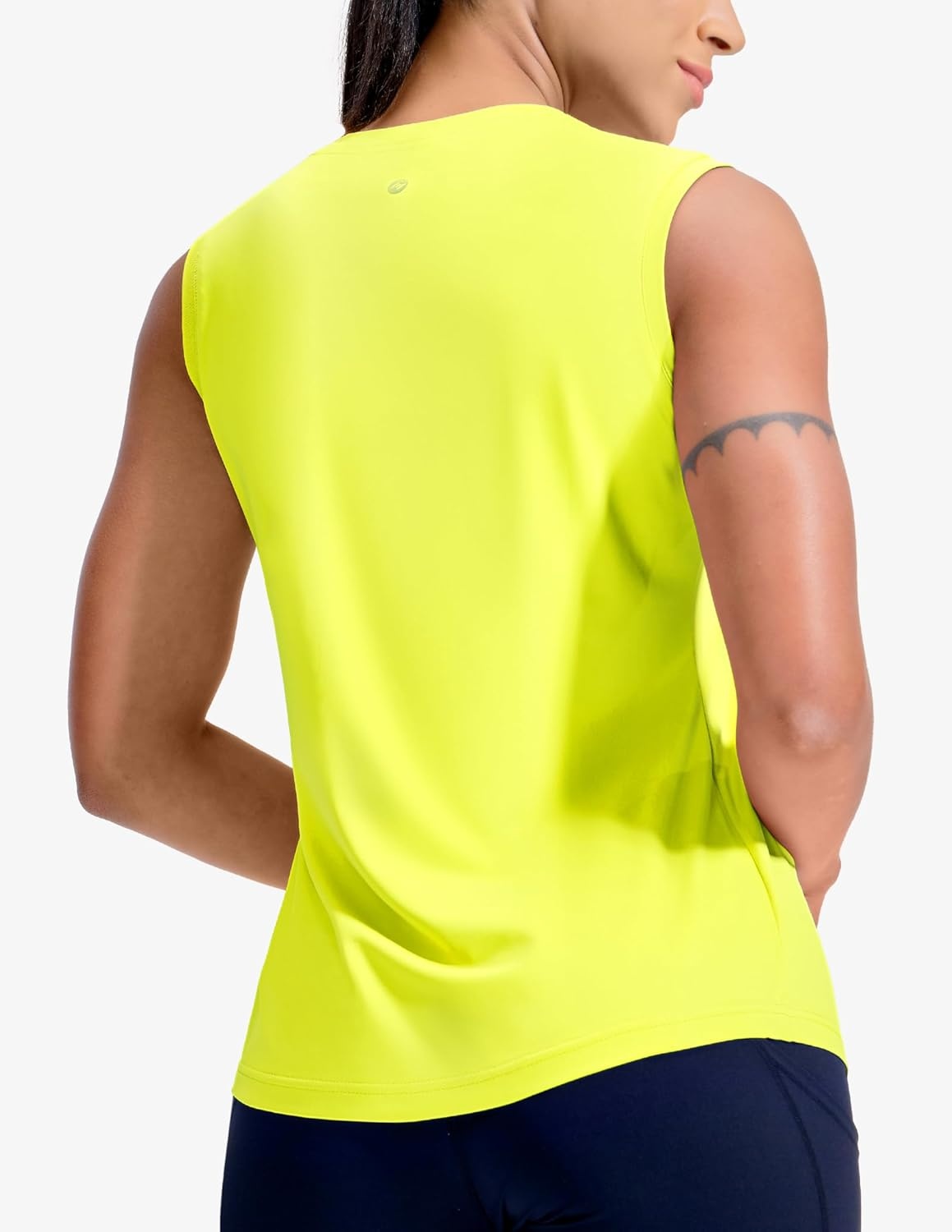image:imageMIER Sleeveless Athletic Tops for Women Dry Fit Running Workout Tank Top Crew Neck UPF 50 Active Tennis Gym Yoga Tee ShirtsLemon Green