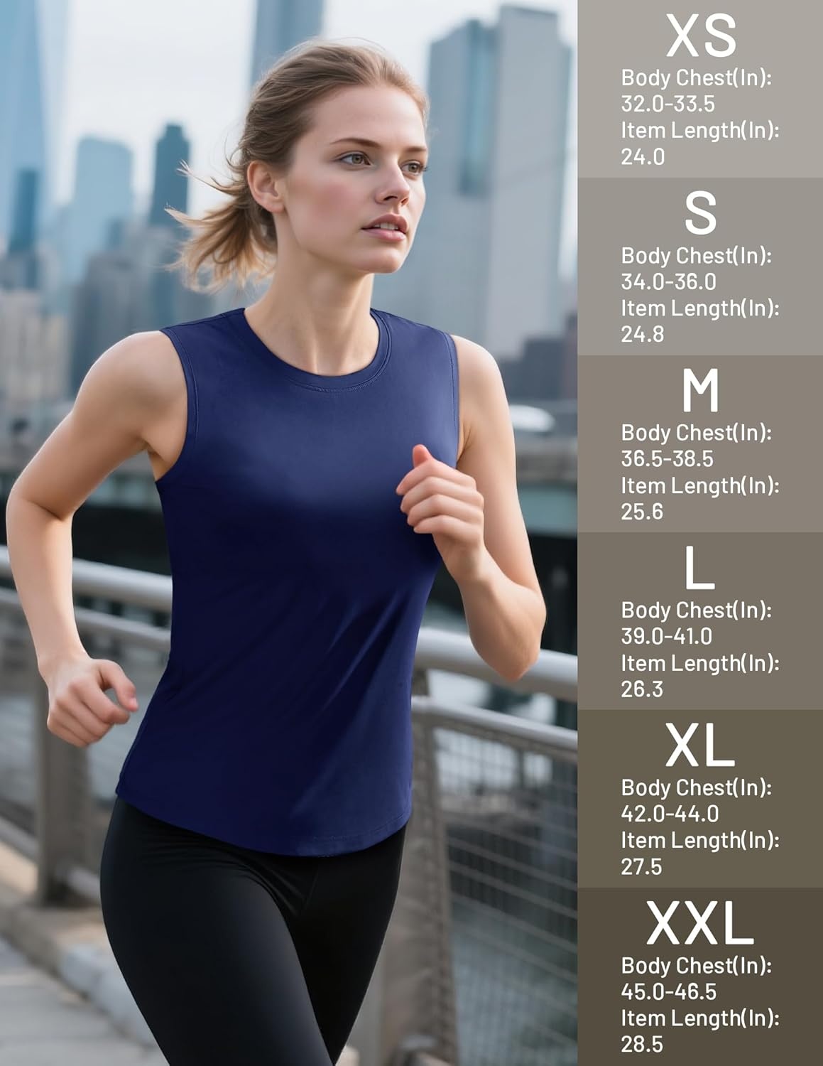 image:imageMIER Sleeveless Athletic Tops for Women Dry Fit Running Workout Tank Top Crew Neck UPF 50 Active Tennis Gym Yoga Tee ShirtsNavy