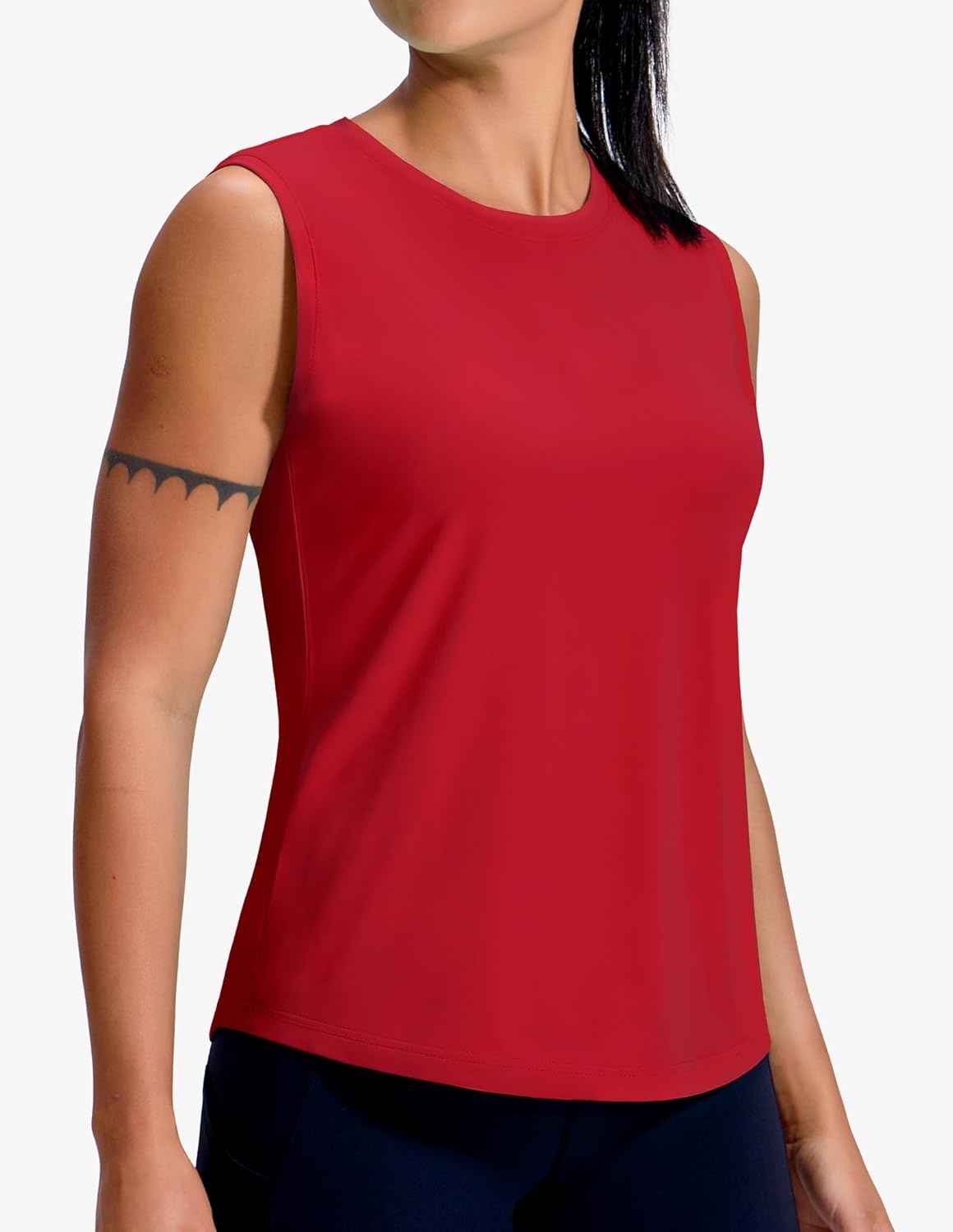 image:imageMIER Sleeveless Athletic Tops for Women Dry Fit Running Workout Tank Top Crew Neck UPF 50 Active Tennis Gym Yoga Tee ShirtsRed