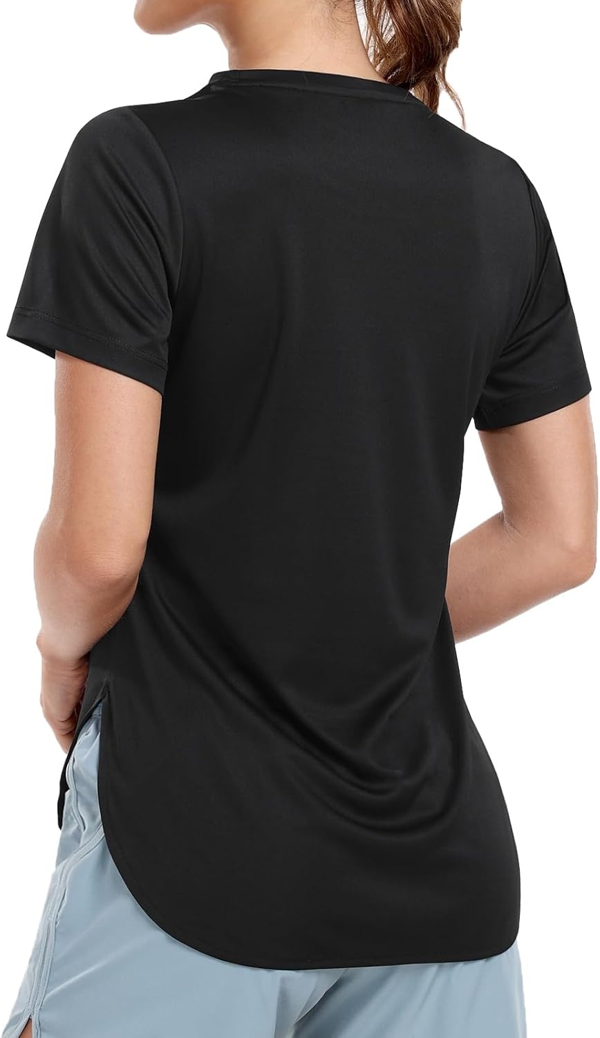 image:imageMIER Womens UPF 50 Sun Protection Workout Tops Short Sleeve UV SPF TShirts for Athletic Gym Exercise Yoga Dry FitBlack