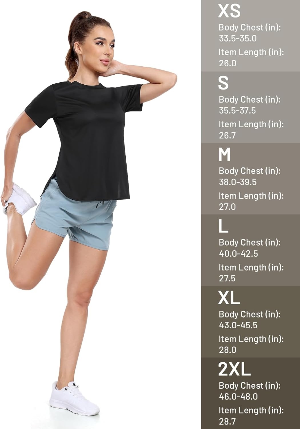 image:imageMIER Womens UPF 50 Sun Protection Workout Tops Short Sleeve UV SPF TShirts for Athletic Gym Exercise Yoga Dry FitBlack
