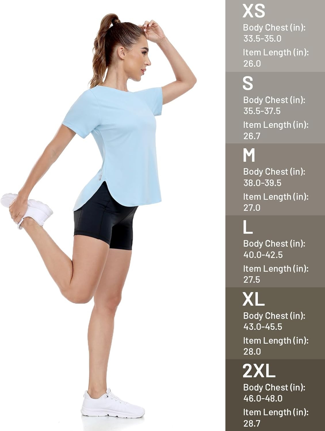 image:imageMIER Womens UPF 50 Sun Protection Workout Tops Short Sleeve UV SPF TShirts for Athletic Gym Exercise Yoga Dry FitLight Blue
