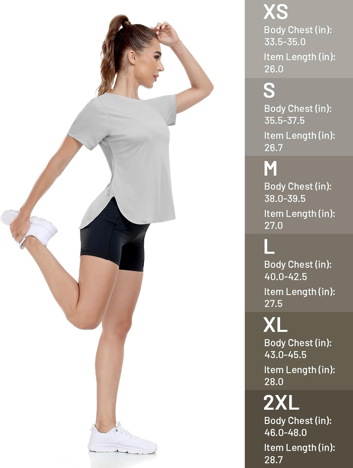 image:imageMIER Womens UPF 50 Sun Protection Workout Tops Short Sleeve UV SPF TShirts for Athletic Gym Exercise Yoga Dry FitLight Grey