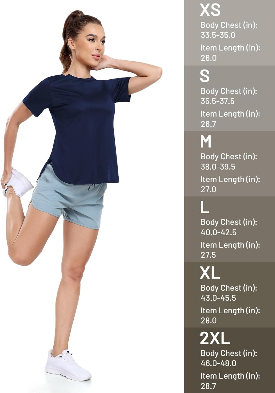 image:imageMIER Womens UPF 50 Sun Protection Workout Tops Short Sleeve UV SPF TShirts for Athletic Gym Exercise Yoga Dry FitNavy