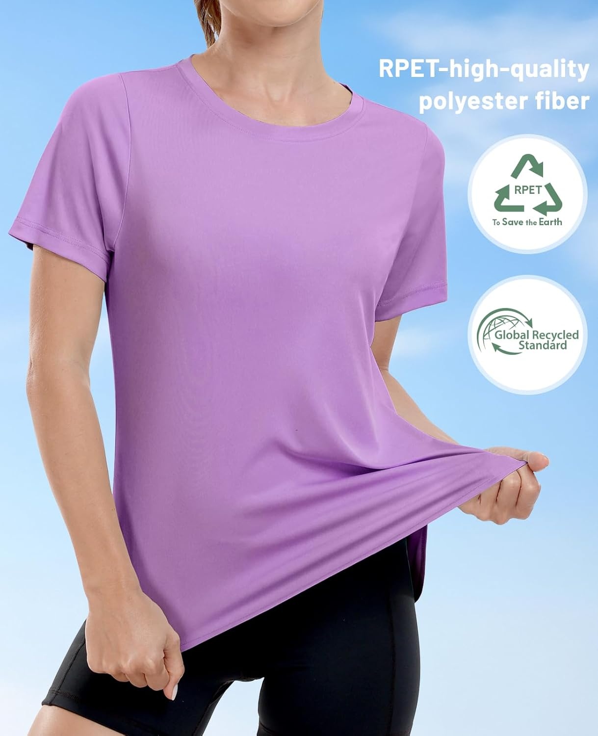 image:imageMIER Womens UPF 50 Sun Protection Workout Tops Short Sleeve UV SPF TShirts for Athletic Gym Exercise Yoga Dry FitPurple