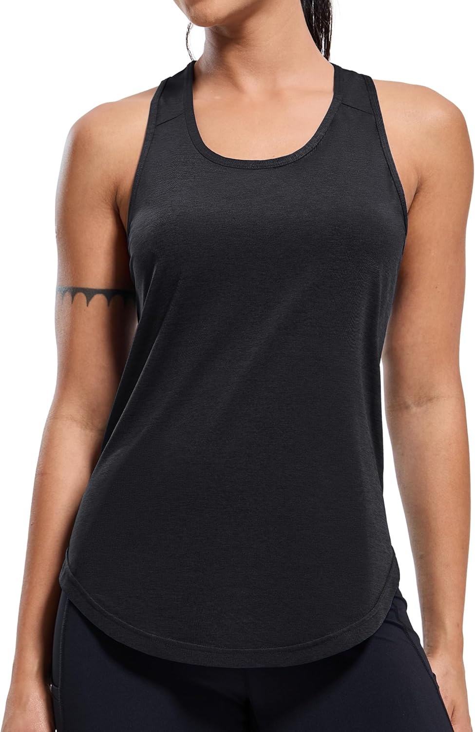 image:imageMIER Workout Tank Tops for Women Racerback Athletic Sleeveless Loose Fit Muscle Tee Shirts Dry Fit Runing Gym Yoga Top SummerBlack