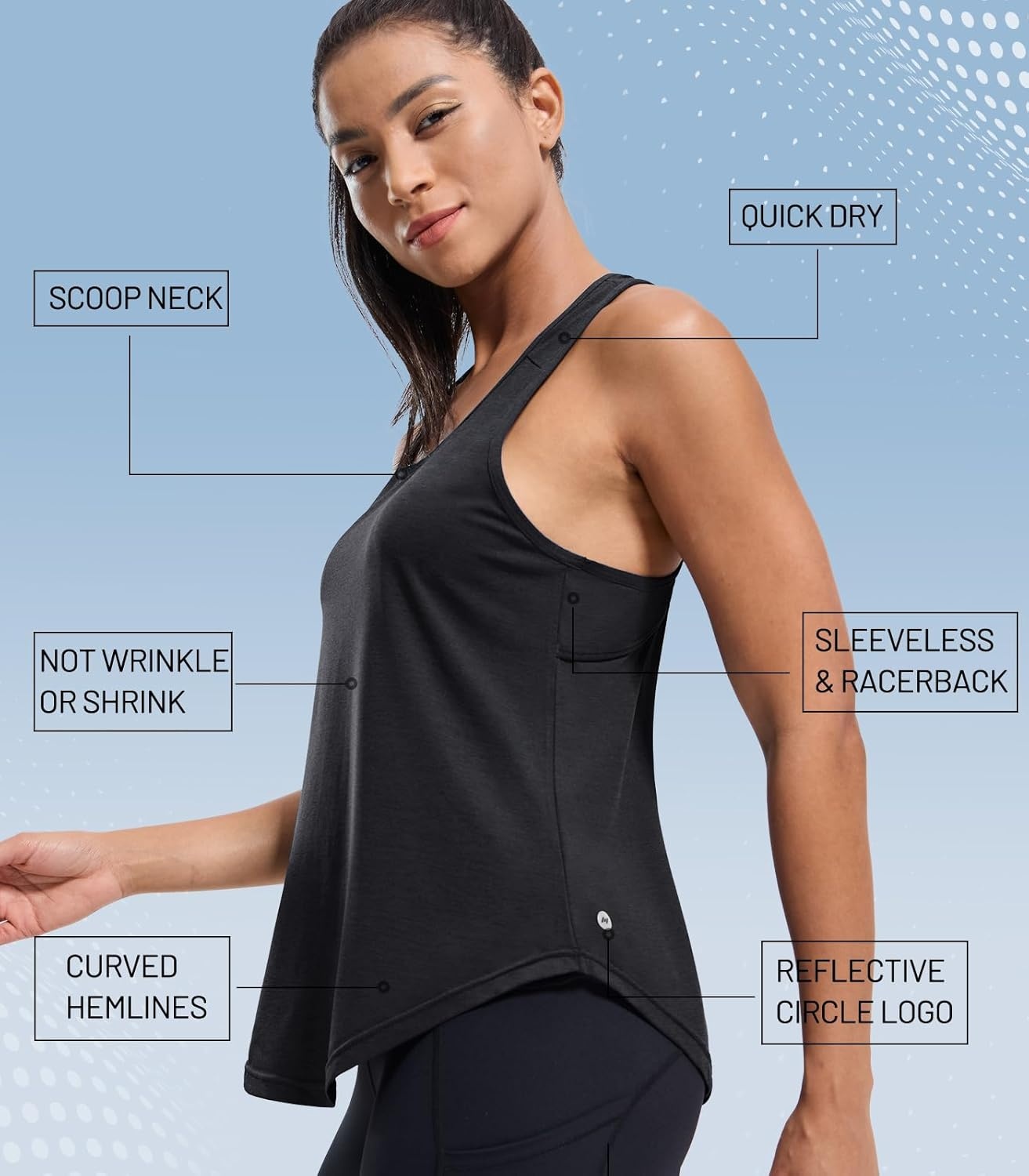 image:imageMIER Workout Tank Tops for Women Racerback Athletic Sleeveless Loose Fit Muscle Tee Shirts Dry Fit Runing Gym Yoga Top SummerBlack