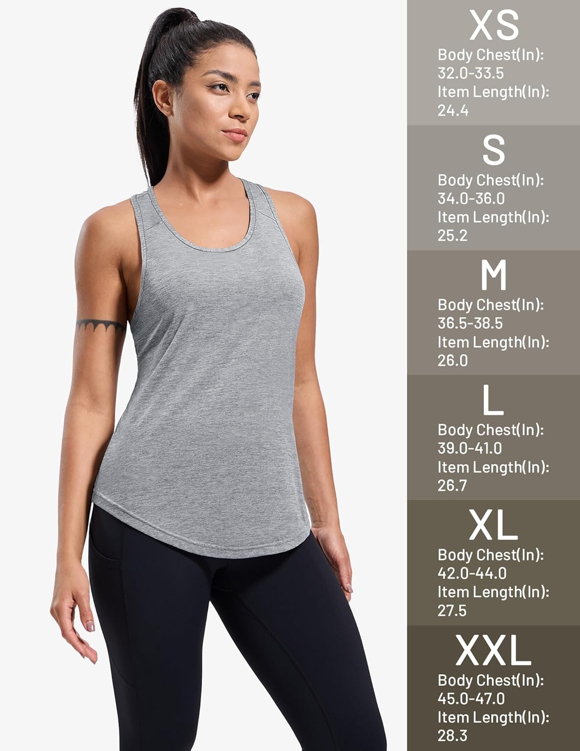 image:imageMIER Workout Tank Tops for Women Racerback Athletic Sleeveless Loose Fit Muscle Tee Shirts Dry Fit Runing Gym Yoga Top SummerHeather Grey