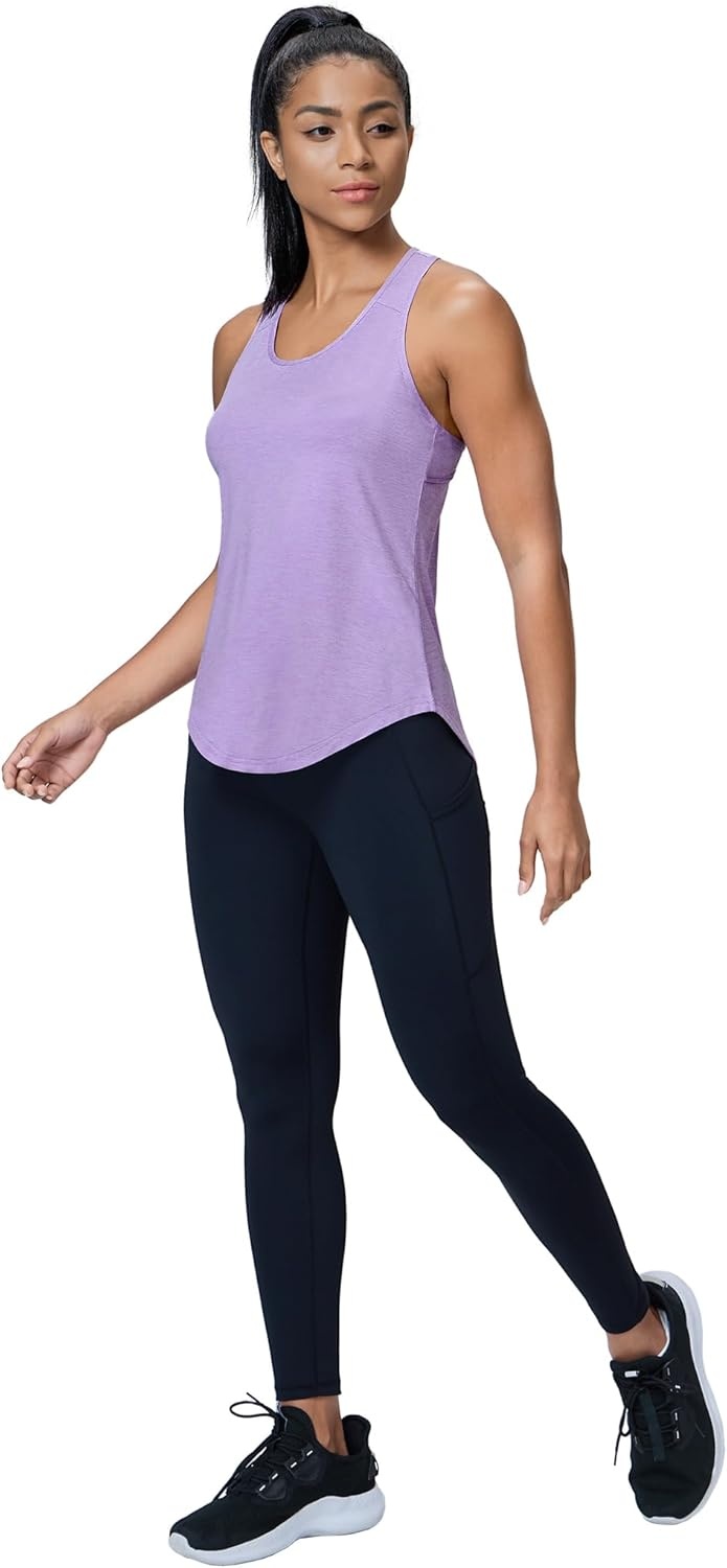 image:imageMIER Workout Tank Tops for Women Racerback Athletic Sleeveless Loose Fit Muscle Tee Shirts Dry Fit Runing Gym Yoga Top SummerHeather Lavender