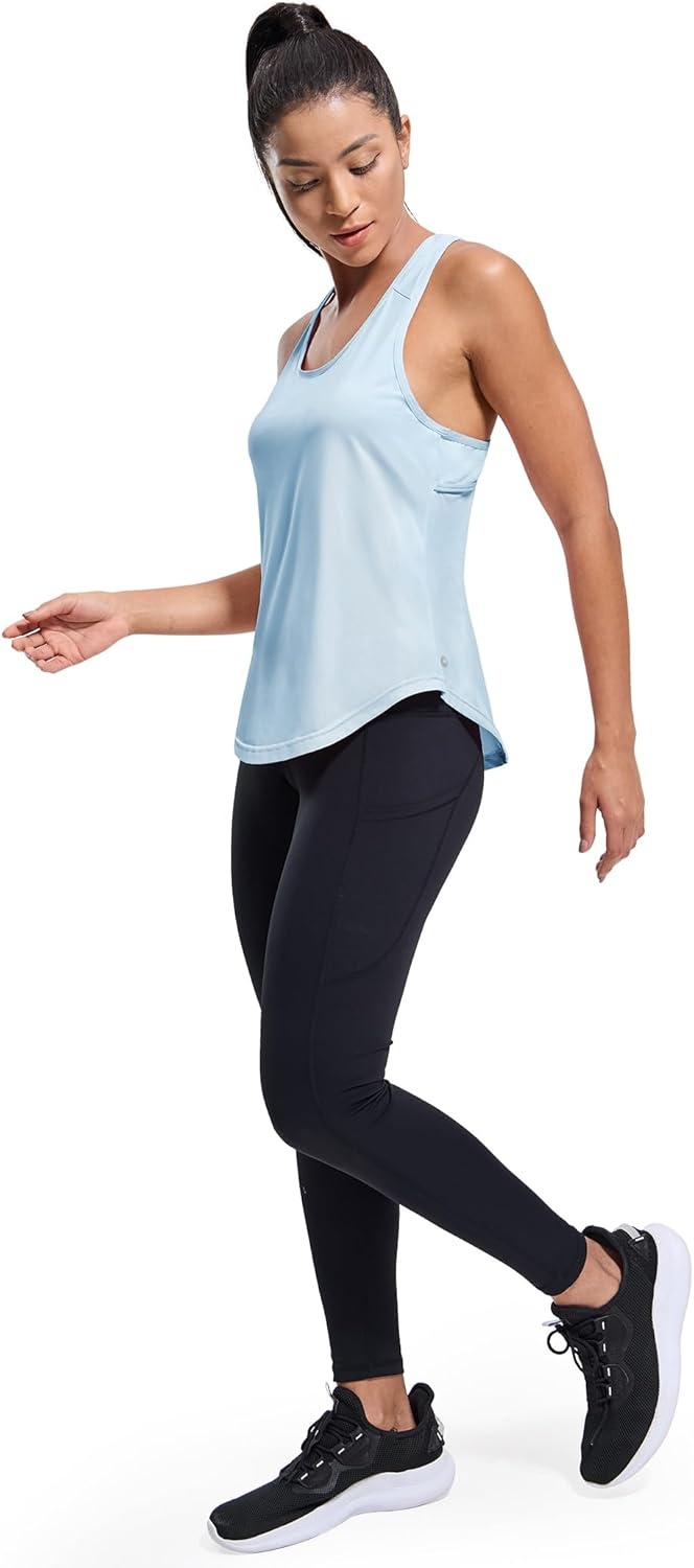 image:imageMIER Workout Tank Tops for Women Racerback Athletic Sleeveless Loose Fit Muscle Tee Shirts Dry Fit Runing Gym Yoga Top SummerLight Blue